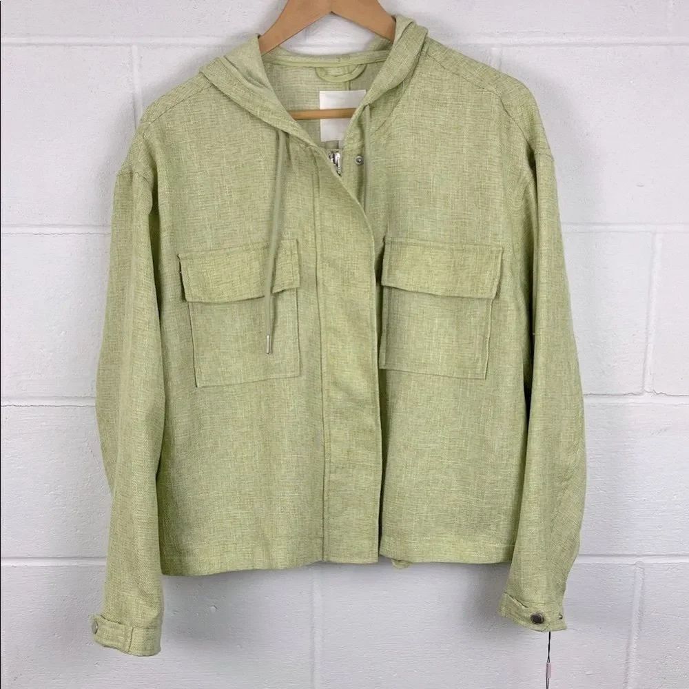 Avec Les Filles Light Green Utility Lightweight Tweed Jacket Preppy NWT Size XL